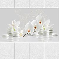 Панели ПВХ 3D Novita «Орхидея белая», с эффектом мерцания узор (комплект из 4-х панелей)