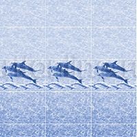 Панель ПВХ с фризом "Дельфины" синие